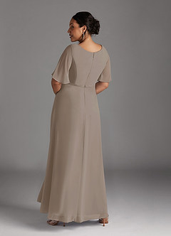 Azazie Tricia Mother of the Bride Dresses Taupe A-Line V-Neck Pleated Chiffon Dress image11