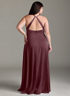 Azazie Davis Robes de demoiselle d'honneur Robe Trapèze en Satin extensible Plissée Sangria image8