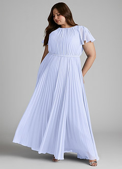 Azazie Kara Modest Bridesmaid Dresses A-Line Pleated Chiffon Floor-Length Dress image12