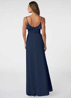 Azazie Natalia Brautjungfernkleider A-Linie Chiffon Kleid Dunkelmarine image2