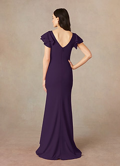 Azazie Peppermint Mother of the Bride Dresses Plum Mermaid Scoop Ruched Stretch Crepe Dress image4
