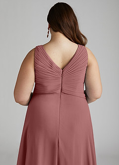 Azazie Flora Robes de demoiselle d'honneur Robe Trapèze en Mousseline de soie Plissée Rose Du Désert image14