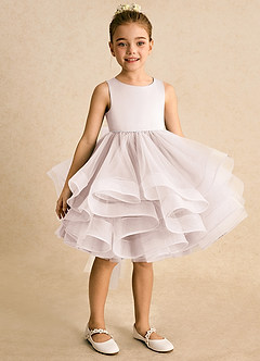 Azazie Tinie Blumenmädchenkleider Ballkleid Schleifen Tüll Kleid Blassrosa image2