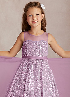 Azazie Siwa Flower Girl Dresses Wisteria A-Line Beaded Tulle Dress image1