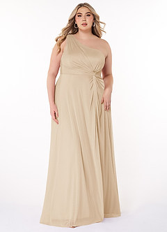 Azazie Brooke Abiti da Damigella Abito A-Line in Maglia Monospalla Champagne image6