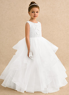 Azazie Claire Robe Demoiselle D'honneur Fillette Robe Princesse en Tulle Perlé Ivoire image4