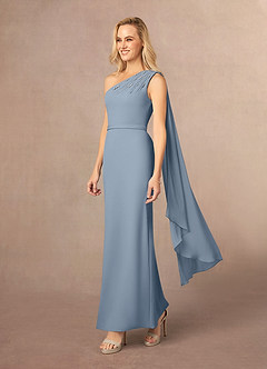 Azazie Gianna Mother of the Bride Dresses Dusty Blue One Shoulder Stretch Crepe Dress image2