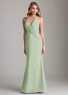 Azazie Valerie Bridesmaid Dresses Dusty Sage Mermaid Pleated Chiffon Dress image1