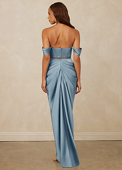 Christian Siriano Bridal for Azazie 1016 Bridesmaid Dresses Off Shoulder Stretch Satin and Chantilly Lace Two Piece image8