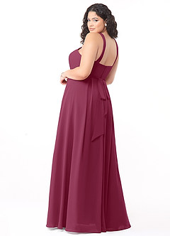 Azazie Dixie Bridesmaid Dresses Mulberry A-Line Halter Pleated Chiffon Dress image9