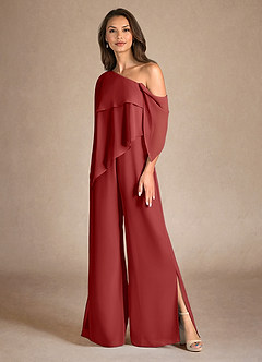 Azazie Halima Mother of the Bride Dresses Rust Jumpsuit/Pantsuit Side Slit Chiffon Dress image6