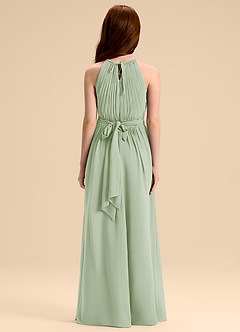 Azazie Malone Junior Dusty Sage A-Line Pleated Chiffon Dress image2