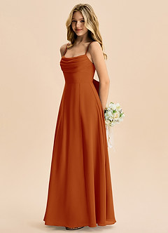 Azazie Bear Junior Paprika A-Line Pleated Chiffon Dress image5