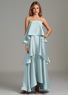 Azazie Azalea Bridesmaid Dresses Mist A-Line Ruched Stretch Satin Dress image1