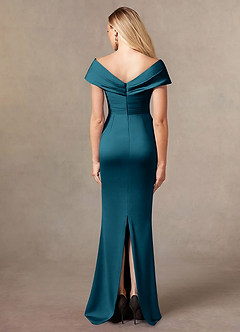 Azazie Ludlow Abiti per la Madre della Sposa Abito Sirena in Raso Elasticizzato Plissettato Blu Inchiostro image4
