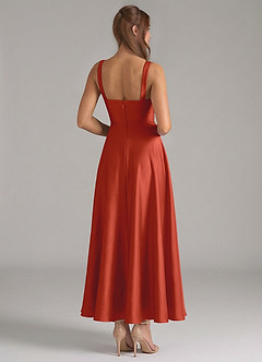 Azazie Shaude Robes de demoiselle d'honneur Robe Trapèze en Satin extensible Plissée Rouille image6