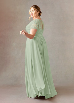 Azazie Annette Mother of the Bride Dresses Dusty Sage A-Line Lace Chiffon Dress image10