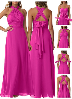 Azazie Fifi Bridesmaid Dresses Fuchsia A-Line Strapless Chiffon Convertible Dress image9