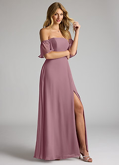 Azazie Sue Brautjungfernkleider Wandelbar A-Linie Schulterfrei Chiffon Kleid Vintage Mauve image5