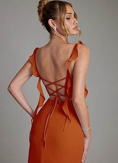 Azazie Jessamine Bridesmaid Dresses Paprika Mermaid Corset Chiffon Dress image2