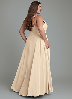 Azazie Amani Brautjungfernkleider A-Linie Plissee Chiffon Kleid Champagner image2