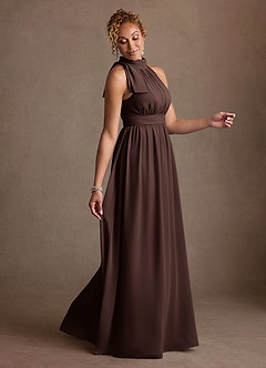 Azazie Antoinette Kleider für die Brautmutter A-Linie Plissee Chiffon Kleid Ganache image4