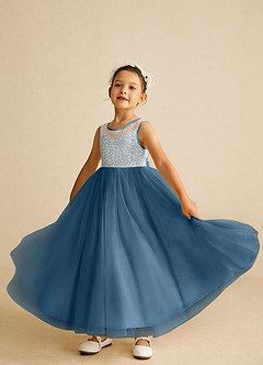Azazie Tay Flower Girl Dresses Bermuda A-Line Sequins Tulle Dress image6