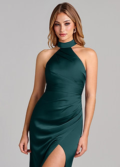 Azazie Karlotta Brautjungfernkleider Etui Plissee Stretch-Satin Kleid Kiefer image6