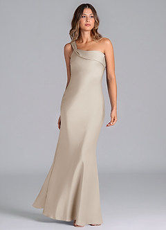 Azazie Driea Brudtärnklänningar Klä av Sjöjungfru i Stretch Satin Ena axeln Frost image3