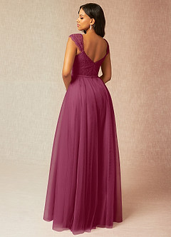 Azazie Luxi Bridesmaid Dresses Mulberry A-Line Pleated Tulle Dress image2
