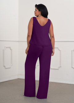 Azazie Maura Mother of the Bride Dresses Grape Jumpsuit/Pantsuit Sequins Chiffon Dress image11