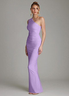 Azazie Shanice Jurken voor bruidsmeisjes Jurk van Hoogwaardige stretchjersey met Kolom One-shoulder Lila image4