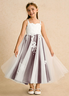 Azazie Coraline vestidos de niña de las flores Vestido de Marfil Sangria de Encaje de Corte En A image3