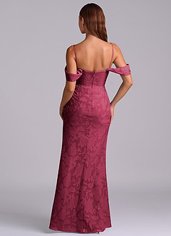 Azazie Johana Brudtärnklänningar Klänning av Sjöjungfru i Blommig Utbrändhet Off the shoulder Bourgogne Konvertibel image7