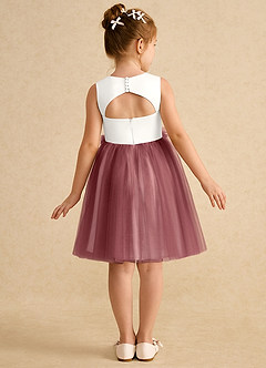 Azazie Louisa Flower Girl Dresses Ivory Amethyst A-Line Sleeveless Tulle Dress image2