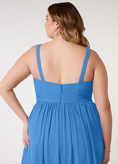 Azazie Chanel Bridesmaid Dresses Blue Jay A-Line Pleated Chiffon Dress image11