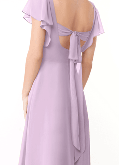 Azazie Syenna Bridesmaid Dresses Frosted Lilac A-Line Ruched Chiffon Dress image3