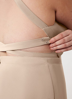 Azazie Clarice Jurken voor bruidsmeisjes Jurk van Chiffon met A-Lijn Houder Taupe image14