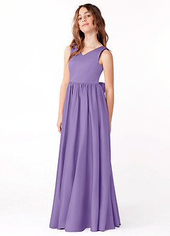 Azazie Hathaway Junior Tahiti A-Line Bow Matte Satin Dress image4