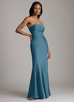 Azazie Saylor Jurken voor bruidsmeisjes Jurk van Stretch Satijn met Zeemeermin Strapless Bermuda image4