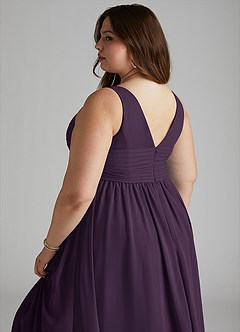Azazie Yetta Maternity Bridesmaid Dresses A-Line V-Neck Gathered Chiffon Floor-Length Dress image12