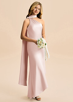 Azazie Briony Junior Etui Plissee Stretch-Satin Kleid Zartrosa image4