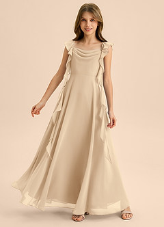 Azazie Carmin Junior Klä av A-Line i Chiffong Rynkad image1