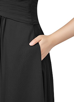 Azazie Claudia Bridesmaid Dresses Black A-Line Sweetheart Neckline Chiffon Dress image10