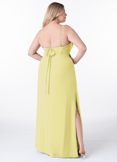 Azazie Mai Bridesmaid Dresses Lemon Sorbet Sheath Pleated Chiffon Dress image9