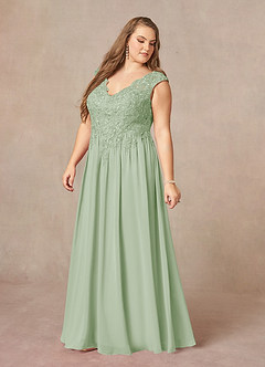 Azazie Amethyst Mother of the Bride Dresses Dusty Sage A-Line V-Neck Sequins Chiffon Dress image12