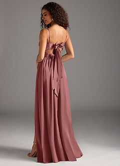 Azazie Zeya Bridesmaid Dresses Amethyst A-Line Pleated Stretch Satin Dress image1
