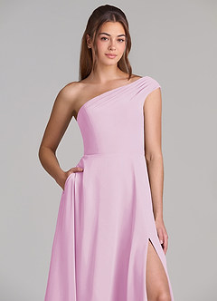 Azazie Melanie Bridesmaid Dresses Candy Pink A-Line Off the Shoulder Chiffon Dress image5