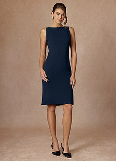 front Kennedy Dark Navy Sukienka Ze Stretchem Strukturalnym