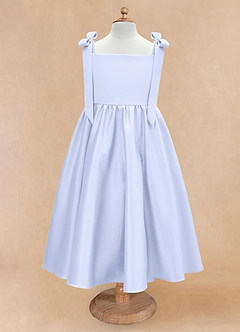 Azazie Chelsie Flower Girl Dresses Lavender A-Line Bow Matte Satin Dress image5